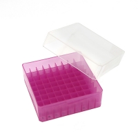 Бокс для хранения микропробирок или криогенных виал на 1,5-2,0 мл, 81 место, с крышкой, автоклавируемый, розовый цвет, 1 шт
