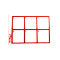 Пластина стеклянная с квадратными метками  красного цвета 6 делений, 77х54 мм