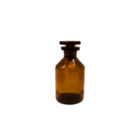 Бутыль для реактивов, 50 мл, с пробкой, узкое горло, шлиф 12/21, известково-натриевое темное стекло 