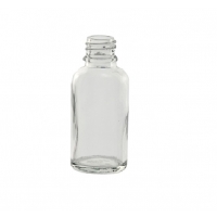 Бутылка, 30 мл, узкое горло, резьба DIN-18, без крышки, прозрачное стекло, 110 шт